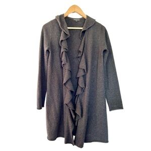Snapdragon 100% cashmere open cardigan wrap with ruffles